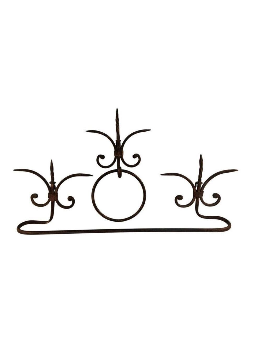 Rustic Metal Towel Bar & Towel Ring Set With Scroll Design For Country Western H